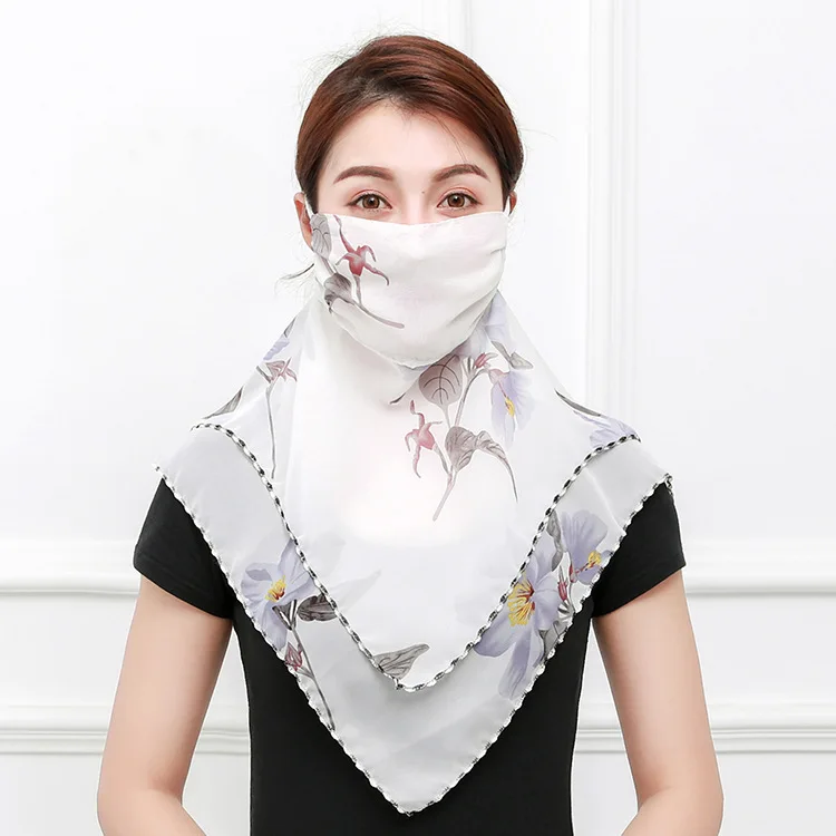 

2020 mouth mask Face Mask Sun Protection Mask Outdoor Masks Protective silk Scarf Handkerchief sunshade face cover shawl