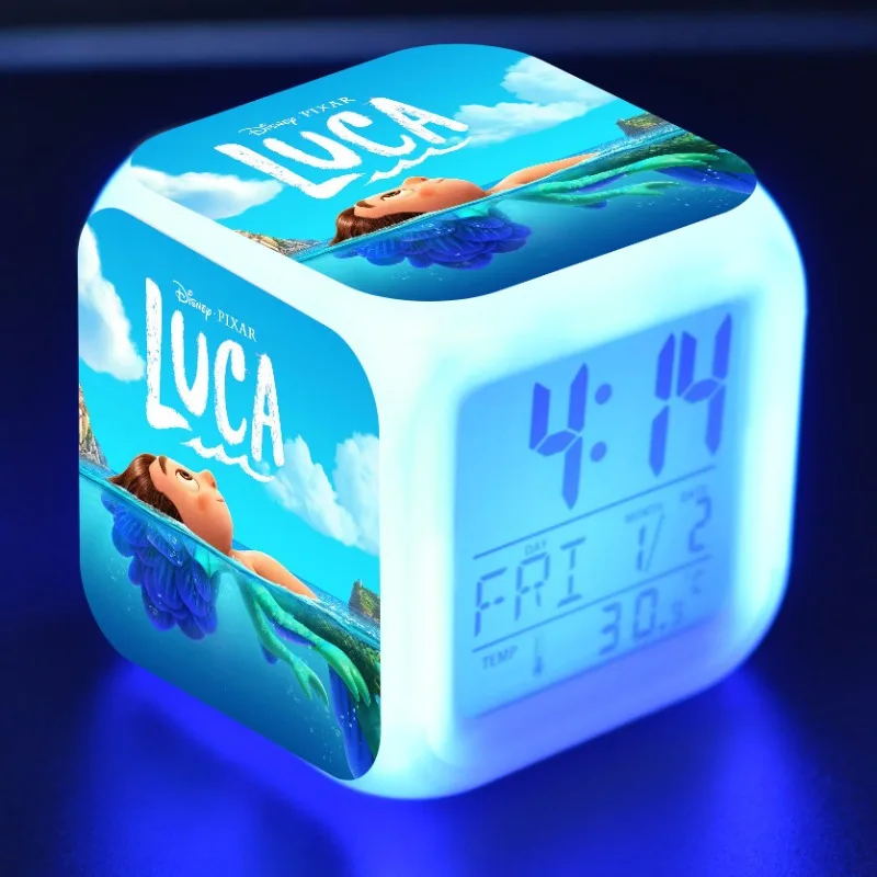 

Disney Anime Luca Alberto Alarm Clock LED Change Digital Color Multi-Function Bedroom Kids Glowing Electronic Clock Boy Toy Gift