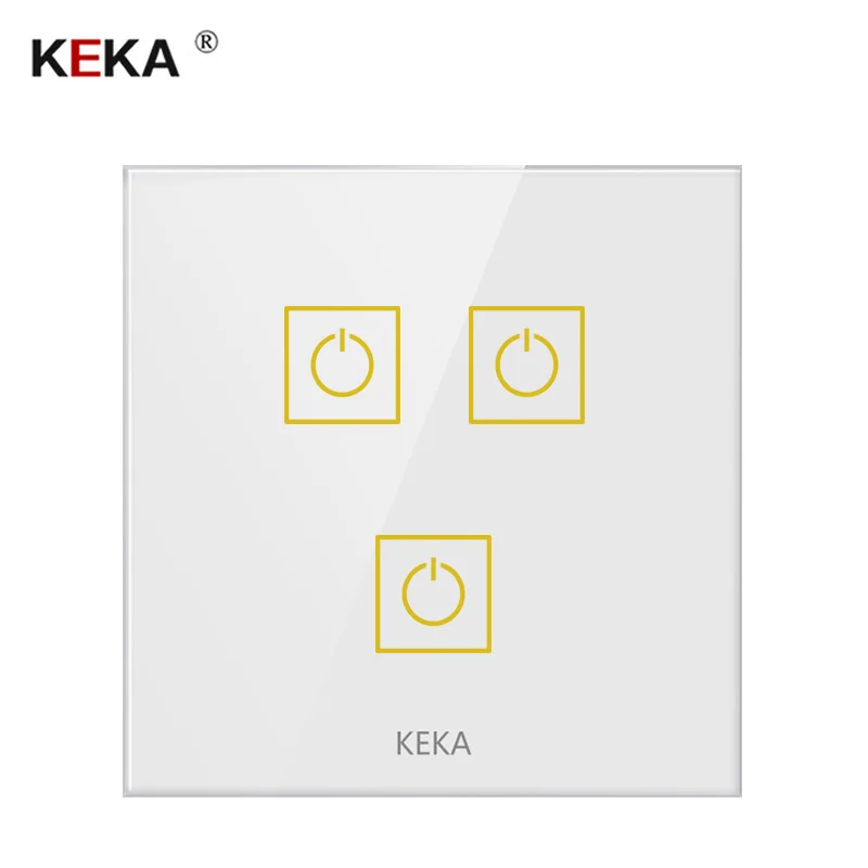 KEKA EU Stanard Touch Switch White Crystal Glass Panel 3 Gang 1/2/3 Way Touch Switch, Universal Light Wall Touch Screen Switch
KEKA EU Stanard Touch Switch White Crystal Glass Panel 3 Gang 1/2/3 Way Touch Switch, Universal Light Wall Touch Screen Switch