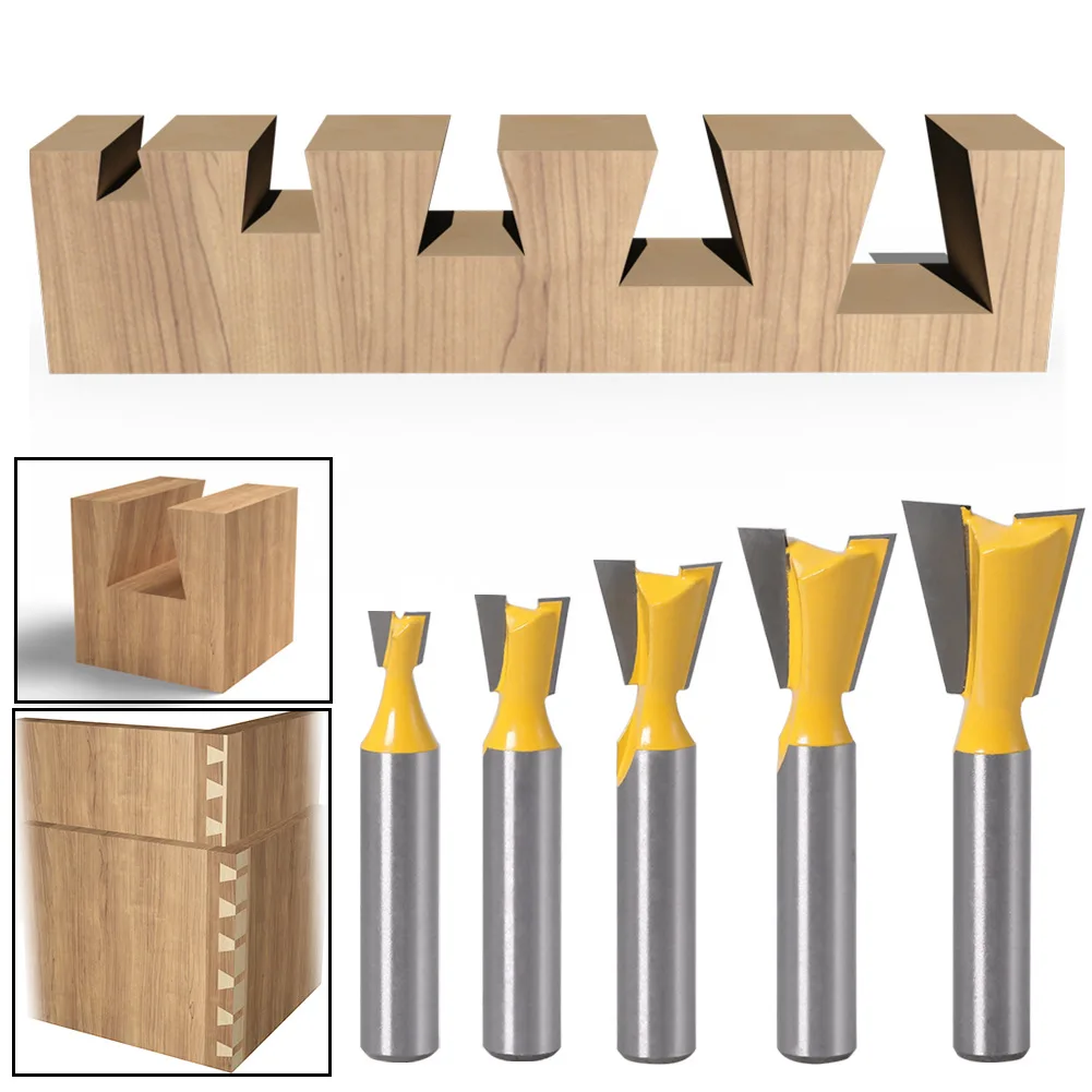 5pcs 8mm Shank Dovetail Joint Router Bits Set 14 Degree Woodworking Engraving Bit Milling Cutter for Wood Beehive Tenon Joint
5pcs 8mm Shank Dovetail Joint Router Bits Set 14 Degree Woodworking Engraving Bit Milling Cutter for Wood Beehive Tenon Joint