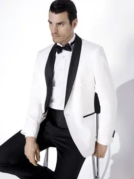 Lates fashion One Button White Groom Wedding slim fit Tuxedos Black Lapel Groomsman Men Suit (Jacket+Pants+Girdle+Tie) 
Lates fashion One Button White Groom Wedding slim fit Tuxedos Black Lapel Groomsman Men Suit (Jacket+Pants+Girdle+Tie)