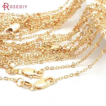 

(37870)2PCS 45CM 24K Champagne Gold Color Copper with Lobster Clasps Finished Necklace Chains Jewelry Making Supplies Findings