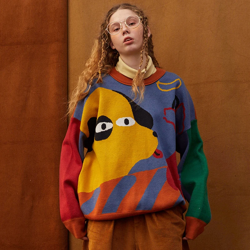 Harajuku BF loose soft Winter Design Women Pullover Sweaters Long Sleeve Cartoon Dogs Color Block High-quality Knitwear tops
Harajuku BF loose soft Winter Design Women Pullover Sweaters Long Sleeve Cartoon Dogs Color Block High-quality Knitwear tops