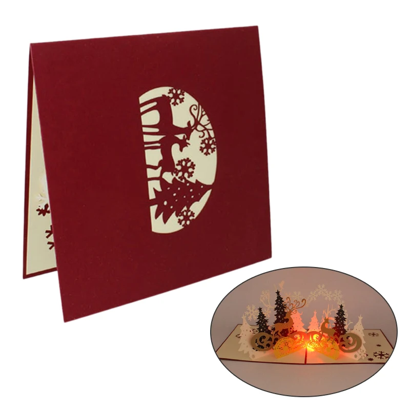 1pc 3D Stereo Greeting Cards Paper-cut Craft Carving Forest Deer LED Light Music Christmas Postcard Evening Party Greeting Card
1pc 3D Stereo Greeting Cards Paper-cut Craft Carving Forest Deer LED Light Music Christmas Postcard Evening Party Greeting Card