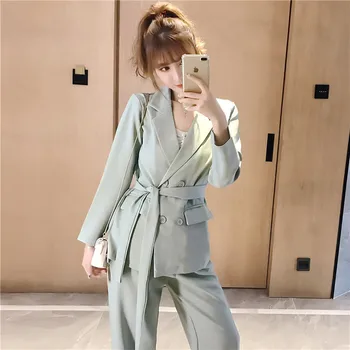 Autumn Spring Women Lace Up Pant Suit Notched Blazer Jacket & Pant Office Wear Suits Female Sets 2020 
Autumn Spring Women Lace Up Pant Suit Notched Blazer Jacket & Pant Office Wear Suits Female Sets 2020