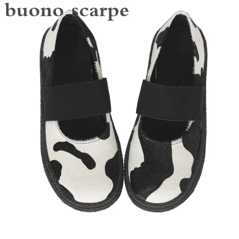 Vintage round head horse hair black and white cow Mary Jane College wind elastic band cover lazy single shoes
Vintage round head horse hair black and white cow Mary Jane College wind elastic band cover lazy single shoes