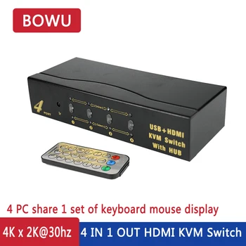 4 port hdmi Kvm switch hdmi switcher for 4 PC share 1 set of keyboard mouse display with 4 pcs cable support 4Kx2K@30HZ
4 port hdmi Kvm switch hdmi switcher for 4 PC share 1 set of keyboard mouse display with 4 pcs cable support 4Kx2K@30HZ