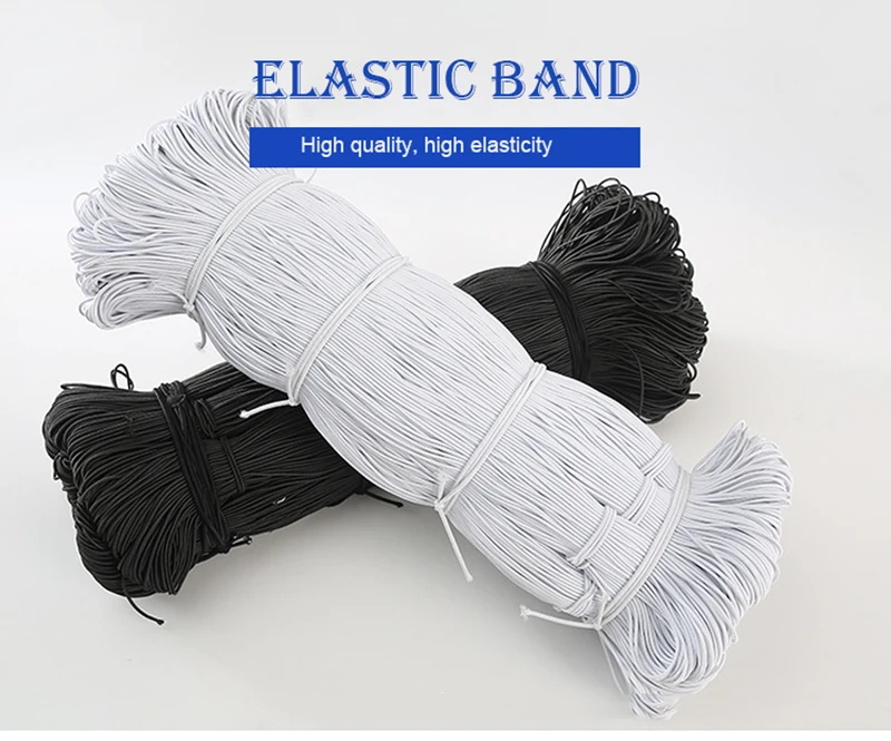 Wholesale 1mm 2mm 3mm 4mm White Black Thin Round Elastic Bands Elastic Rope Tape Cord Wedding for DIY Sewing Clothes Accessories