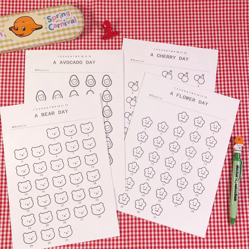 12Pc/set Ins Cartoon Cute Little Bear Fruit Plan Paper Student Concise Time Management 365 Days Fill In Graffiti Stationery
12Pc/set Ins Cartoon Cute Little Bear Fruit Plan Paper Student Concise Time Management 365 Days Fill In Graffiti Stationery