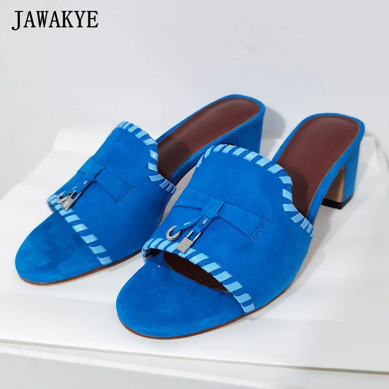 Lock Tassel Chunky Heel Women Slides Suede Open Toe Comfort Dress Mules Real Leather Block Heel Summer Slippers Casual Shoes
Lock Tassel Chunky Heel Women Slides Suede Open Toe Comfort Dress Mules Real Leather Block Heel Summer Slippers Casual Shoes