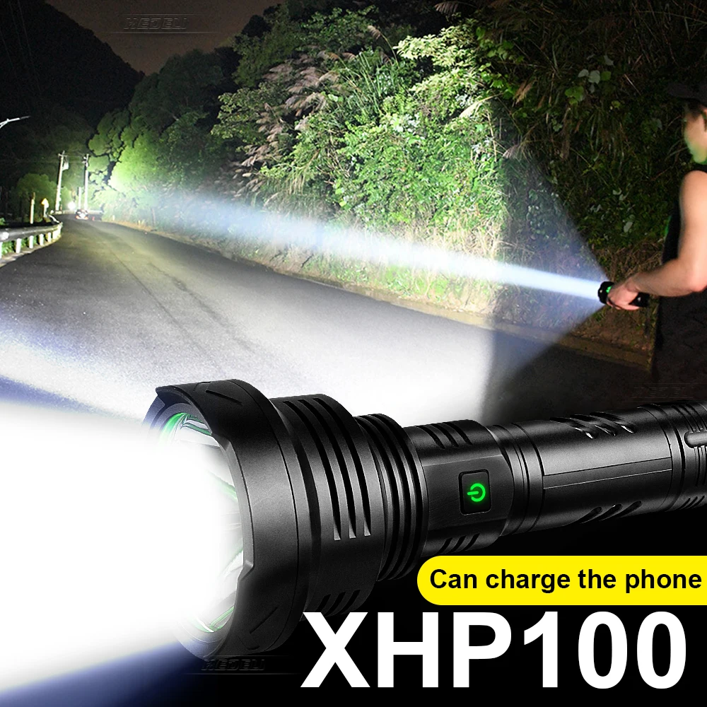 Фото 600000LM высокое яркий светодиодный фонарик xhp100 Портативный Фонарь фонарь