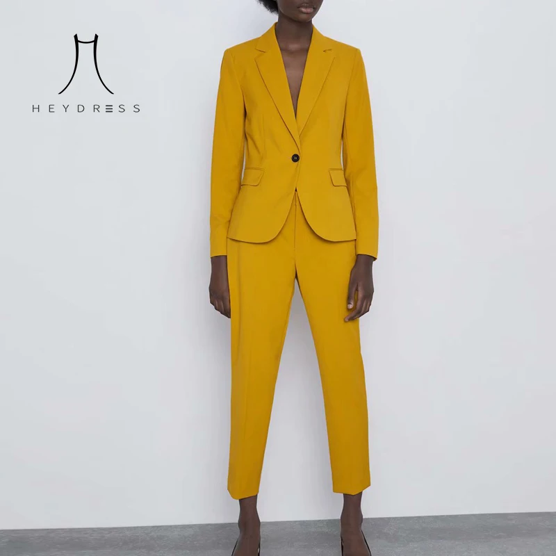 Heydress 2019 OL solid Two Piece Suit Set Women Single Button Blazer Jacket Female High Waist Pant Suits 2 Piece
Heydress 2019 OL solid Two Piece Suit Set Women Single Button Blazer Jacket Female High Waist Pant Suits 2 Piece