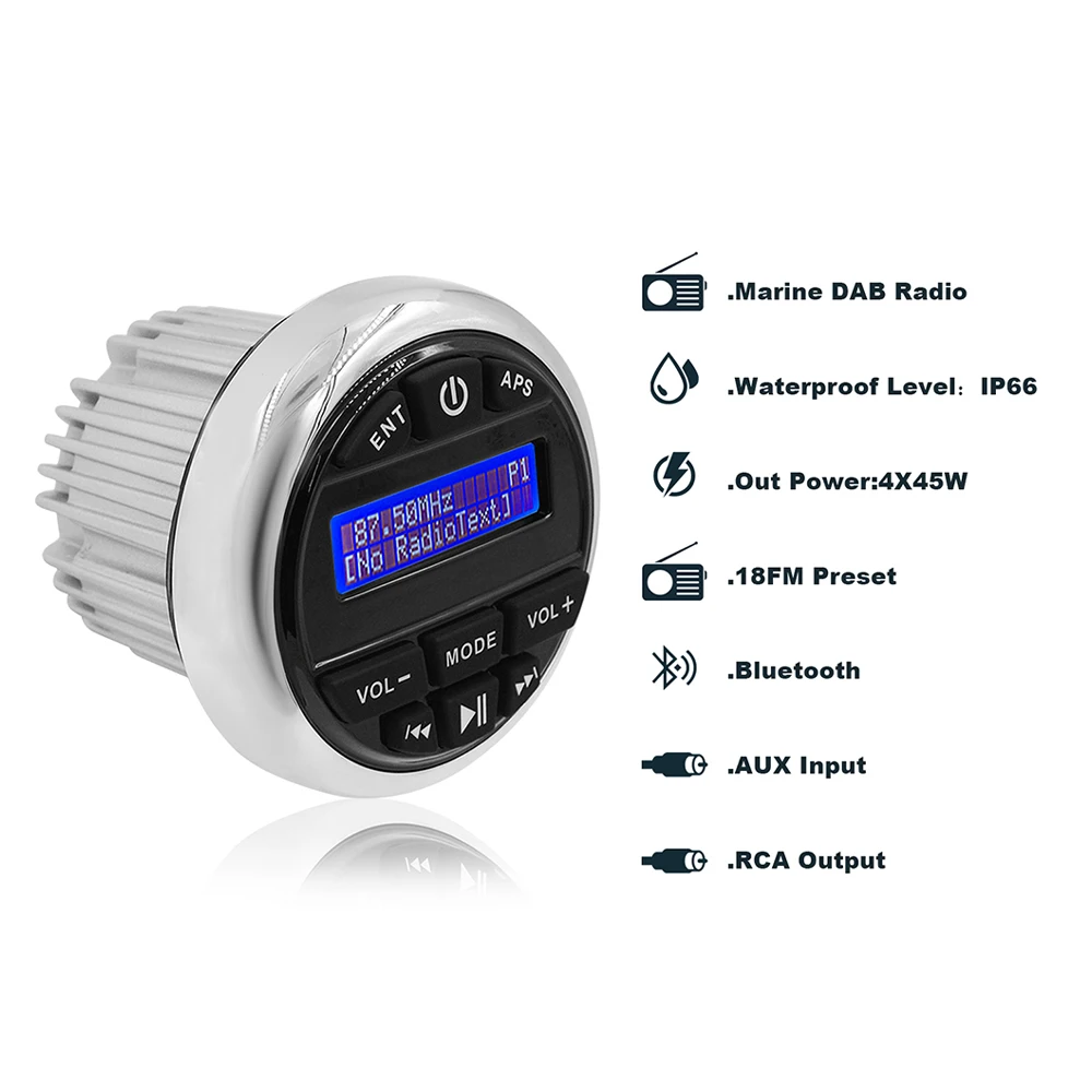 Guzare Marine Radio DAB Waterproof Bluetooth Boat Stereo Audio FM AM Receiver Sound System For ATVs Yacht Golf Cart Motorcycle
Guzare Marine Radio DAB Waterproof Bluetooth Boat Stereo Audio FM AM Receiver Sound System For ATVs Yacht Golf Cart Motorcycle