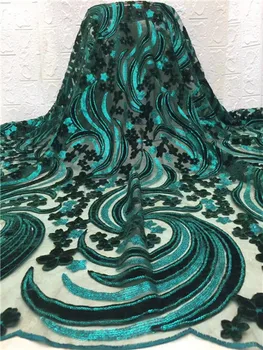 2019 high quality French sequence sequins net lace,African velvet tulle mesh sequence lace fabric for party dress 5 yards 
2019 high quality French sequence sequins net lace,African velvet tulle mesh sequence lace fabric for party dress 5 yards