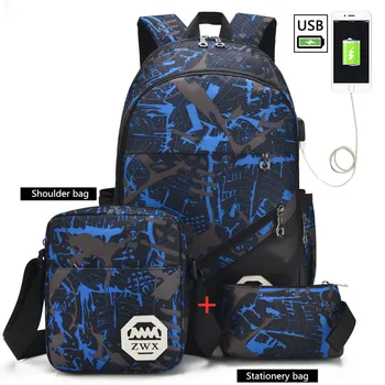 2020 new fashion backpack student bag 3-piece set male and female teenagers USB charging computer anti-theft Laptop Backpack
2020 new fashion backpack student bag 3-piece set male and female teenagers USB charging computer anti-theft Laptop Backpack