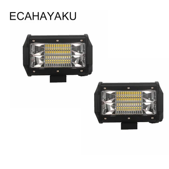 2pcs ECAHAYAKU 5 Inch Dually Led Light Bar 72W Waterproof IP68 6000K Flood Beam for Ford F150 F250 F350 4WD 4X4 Cab Car LED Lamp
