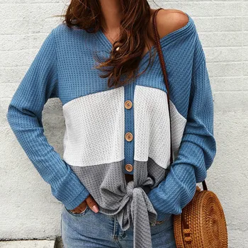 Knitted Long Sleeve Sweaters V-neck Casual Women Autumn Cardigan Outwear Colors Patchwork Knitwear Lady Buttons Streetwear GV636 
Knitted Long Sleeve Sweaters V-neck Casual Women Autumn Cardigan Outwear Colors Patchwork Knitwear Lady Buttons Streetwear GV636