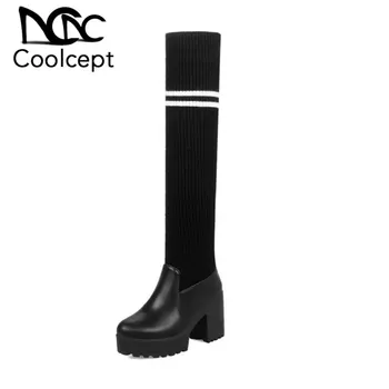 CoolCept Women Over The Knee Boots Fashion Square High Heels Shoes Women Platform Warm Wool Material Office Footwear Size 34-43
CoolCept Women Over The Knee Boots Fashion Square High Heels Shoes Women Platform Warm Wool Material Office Footwear Size 34-43