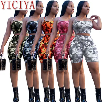 Camouflage Print Casual Double Set Crop Top and Broek Summer Short Training Suit Women Sexy Bodycon Romper festival clothing
Camouflage Print Casual Double Set Crop Top and Broek Summer Short Training Suit Women Sexy Bodycon Romper festival clothing