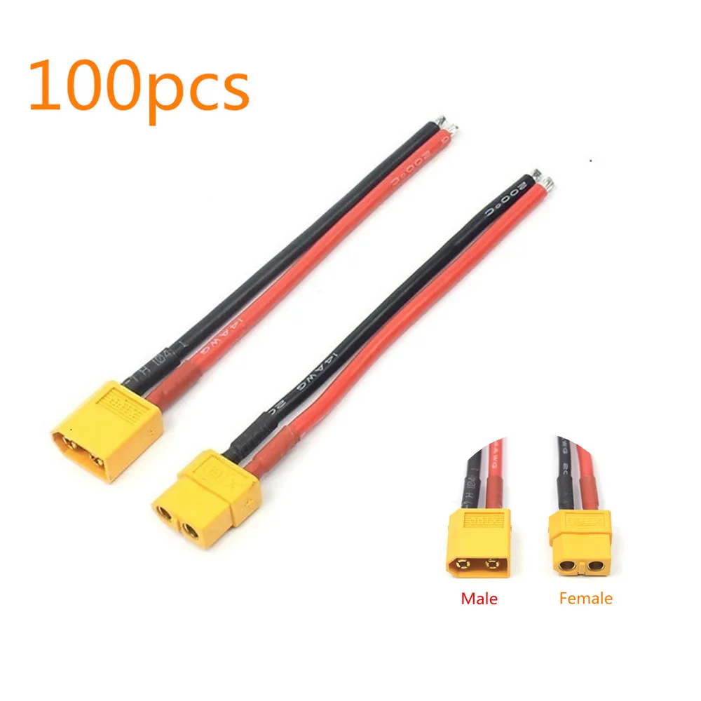 100PCS/Lot XT60 Plug Female Male 14AWG/16AWG Tinned Wire Cable 100mm for RC Car Boat Airplanes Drone Lipo Battery Charger Parts
100PCS/Lot XT60 Plug Female Male 14AWG/16AWG Tinned Wire Cable 100mm for RC Car Boat Airplanes Drone Lipo Battery Charger Parts