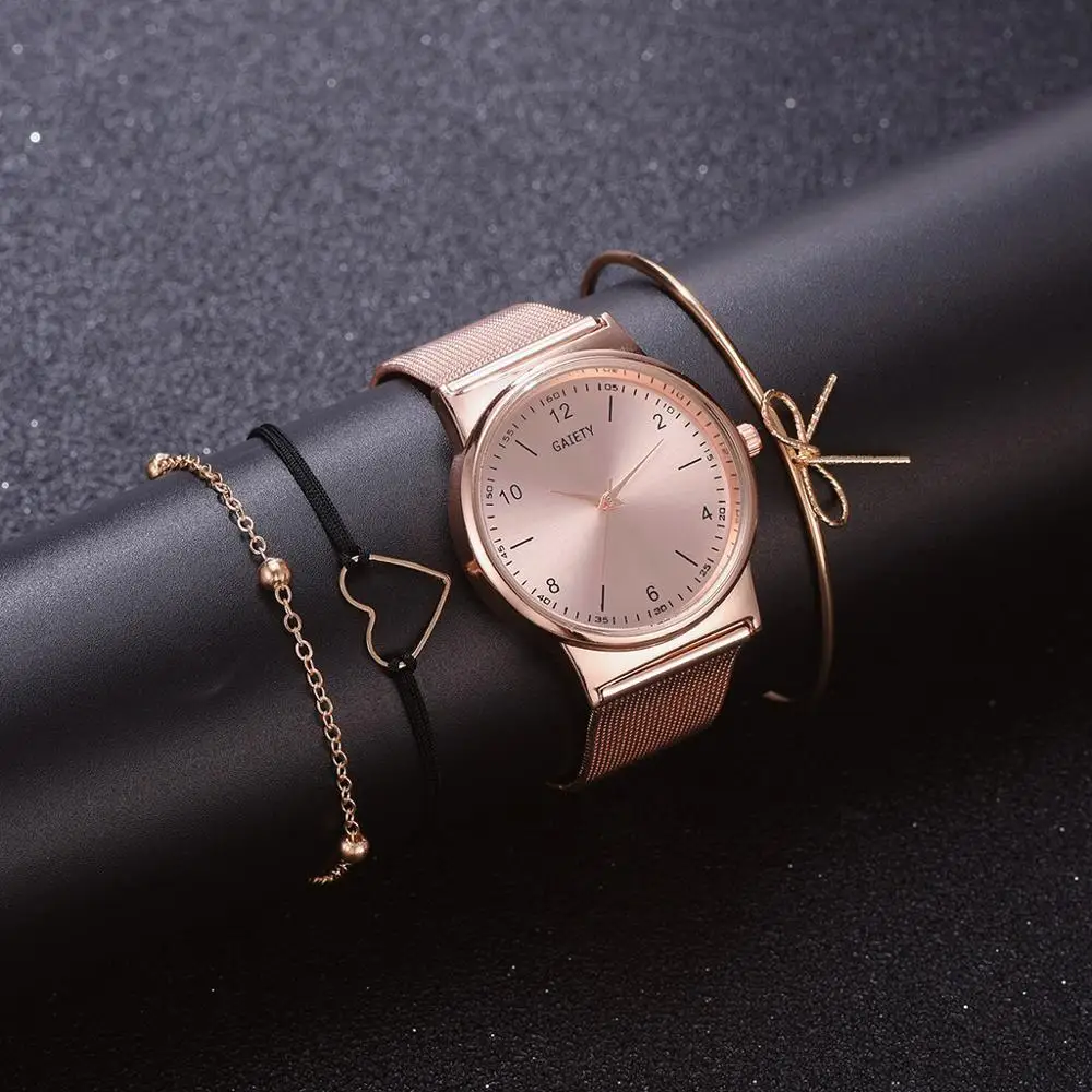 4 шт. женские часы Роскошные наручные relogio feminino для женщин Миланская сталь