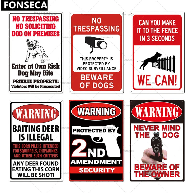 Остерегайтесь знака собаки Предупреждение ющий металлический знак охранный