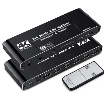 Switch Splitter 4x2 4K@60Hz HDR Switch Splitter 4in2 out Switcher 4:4:4 Optical SPDIF + 3.5mm jack Audio Extractor HDMI Switcher
Switch Splitter 4x2 4K@60Hz HDR Switch Splitter 4in2 out Switcher 4:4:4 Optical SPDIF + 3.5mm jack Audio Extractor HDMI Switcher