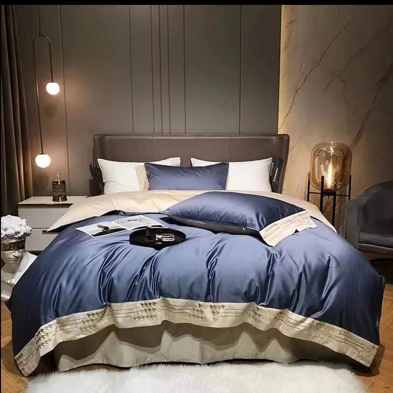4PCs Bedding Set 140s Full Long Staple Cotton with Embroidery Queen King Size Simple Luxury Style Cover Suitable Sleep Naked
4PCs Bedding Set 140s Full Long Staple Cotton with Embroidery Queen King Size Simple Luxury Style Cover Suitable Sleep Naked