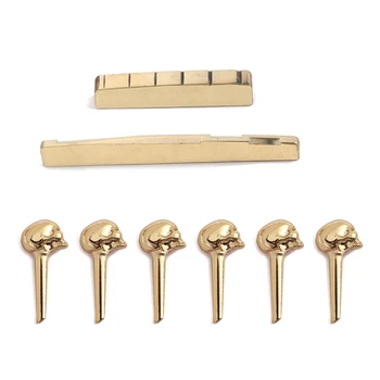 6Pieces Golden Brass Bridge Pins with Guitar Bridge Saddle Nut Set Suit for Acoustic Guitar
6Pieces Golden Brass Bridge Pins with Guitar Bridge Saddle Nut Set Suit for Acoustic Guitar