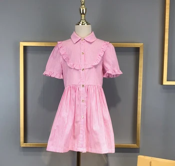 Summer New 5-14 Years Children High-end Shirt Collar Striped Ruffled Sweet Girls' Dress 120-160 Kids
Summer New 5-14 Years Children High-end Shirt Collar Striped Ruffled Sweet Girls' Dress 120-160 Kids