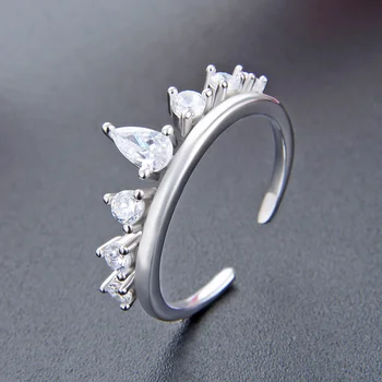 Wholesale Jewelry Ring Royal Crown Creative Brand Zircon Wedding Ring Sterling Silver Finger Accessory for Women Adjustable Ring
Wholesale Jewelry Ring Royal Crown Creative Brand Zircon Wedding Ring Sterling Silver Finger Accessory for Women Adjustable Ring