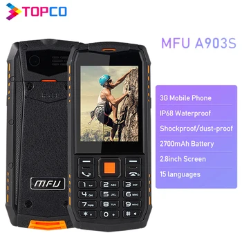 

MFU A903S 3G Network IP68 Waterproof 2.8 inch 2700mAh True Wireless bluetooth GPRS Dual Camera Dual SIM Card Feature Phone