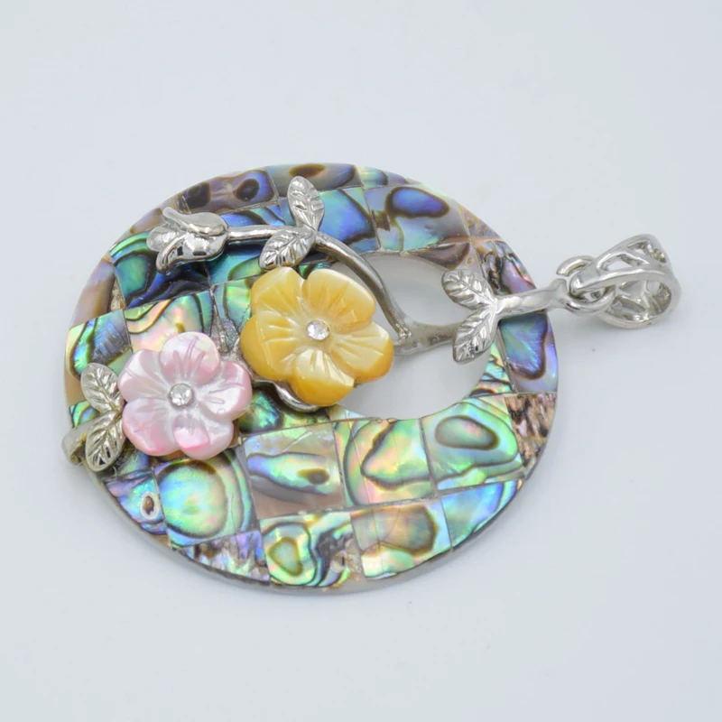 Yellow Mother of Pearl Shell Pendant Big Round Hollow Bead Flower Natural Stone Abalone Shells Charms for Necklace Women Jewelry | Украшения
