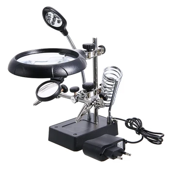 360 Degree Rotating LED Light Soldering Iron Stand 2.5X 7.5X 10X Magnifier Glass Lens Tool Clamp For Circuit Board Inspection
360 Degree Rotating LED Light Soldering Iron Stand 2.5X 7.5X 10X Magnifier Glass Lens Tool Clamp For Circuit Board Inspection