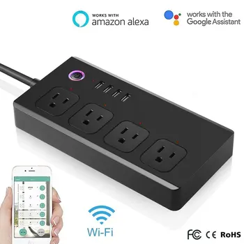 WiFi Smart USB Power Plug Voice Control Wireless Remote Control Surge Protector Smart 4 Outlet US Socket for Alexa Google Home
WiFi Smart USB Power Plug Voice Control Wireless Remote Control Surge Protector Smart 4 Outlet US Socket for Alexa Google Home