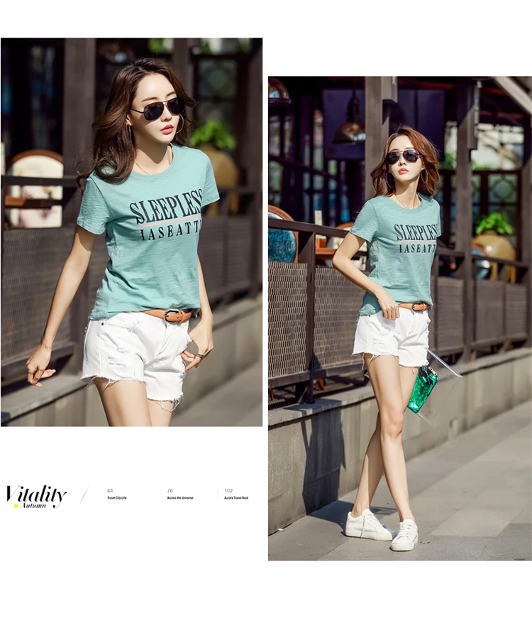 New 95% Cotton letter Women T-shirt Summer Short Sleeve Round Neck Harajuku Printing Tee Women Casual Fashion Female Tops