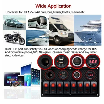 Red LED 12-24v 8 Gang Rocker Switch Panel Waterproof Circuit Breaker For Marine Yacht Fit For 12V-24V Cars RV Caravans
Red LED 12-24v 8 Gang Rocker Switch Panel Waterproof Circuit Breaker For Marine Yacht Fit For 12V-24V Cars RV Caravans