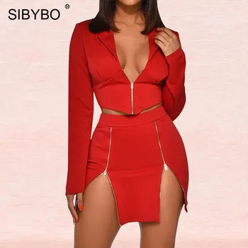 SIBYBO Split Zipper High Waist Sexy Two Piece Set Women Long Sleeve Slim Women Top and Skirt Set Solid Casual Women Set
SIBYBO Split Zipper High Waist Sexy Two Piece Set Women Long Sleeve Slim Women Top and Skirt Set Solid Casual Women Set