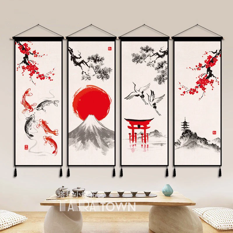 

Japanese Canvas Hanging Painting Living Room Decoration Wall Paintings Sushi Shop Tapestry Poster Vintage Room Decor Wall Art