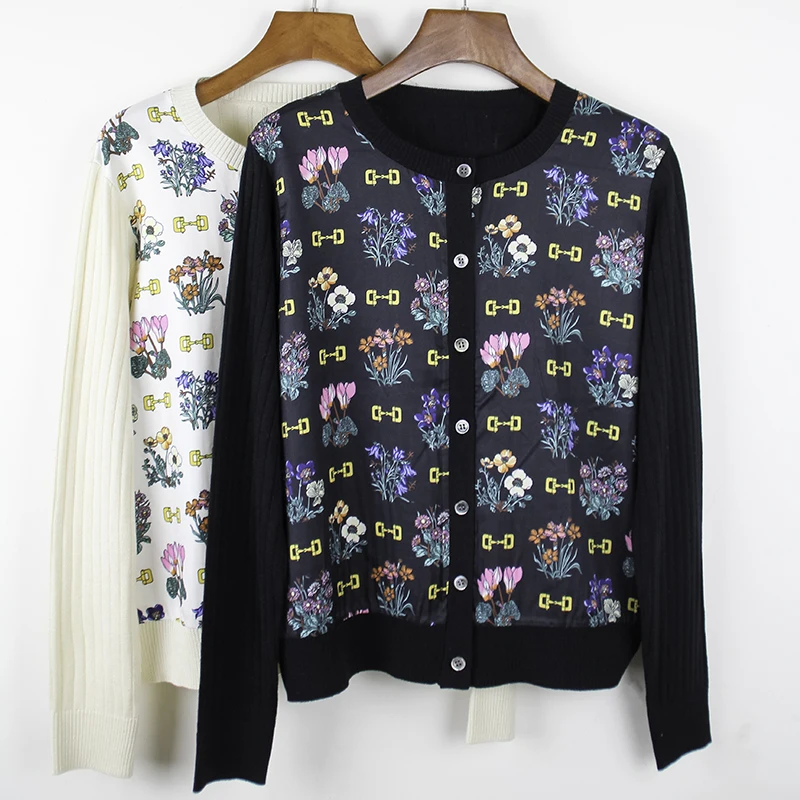 Spring Autumn Lady Clothing Knitted Patchwork Printed Cardigan Long Sleeve Sweater Flower Streetwear Fashion Elegant Korean Top
Spring Autumn Lady Clothing Knitted Patchwork Printed Cardigan Long Sleeve Sweater Flower Streetwear Fashion Elegant Korean Top