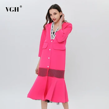 VGH Casual Trench Coat Female V-neck Long Sleeve High Waist Loose Patchwork Mesh Ruffle Mermaid Women's Windbreaker Clothing New
VGH Casual Trench Coat Female V-neck Long Sleeve High Waist Loose Patchwork Mesh Ruffle Mermaid Women's Windbreaker Clothing New
