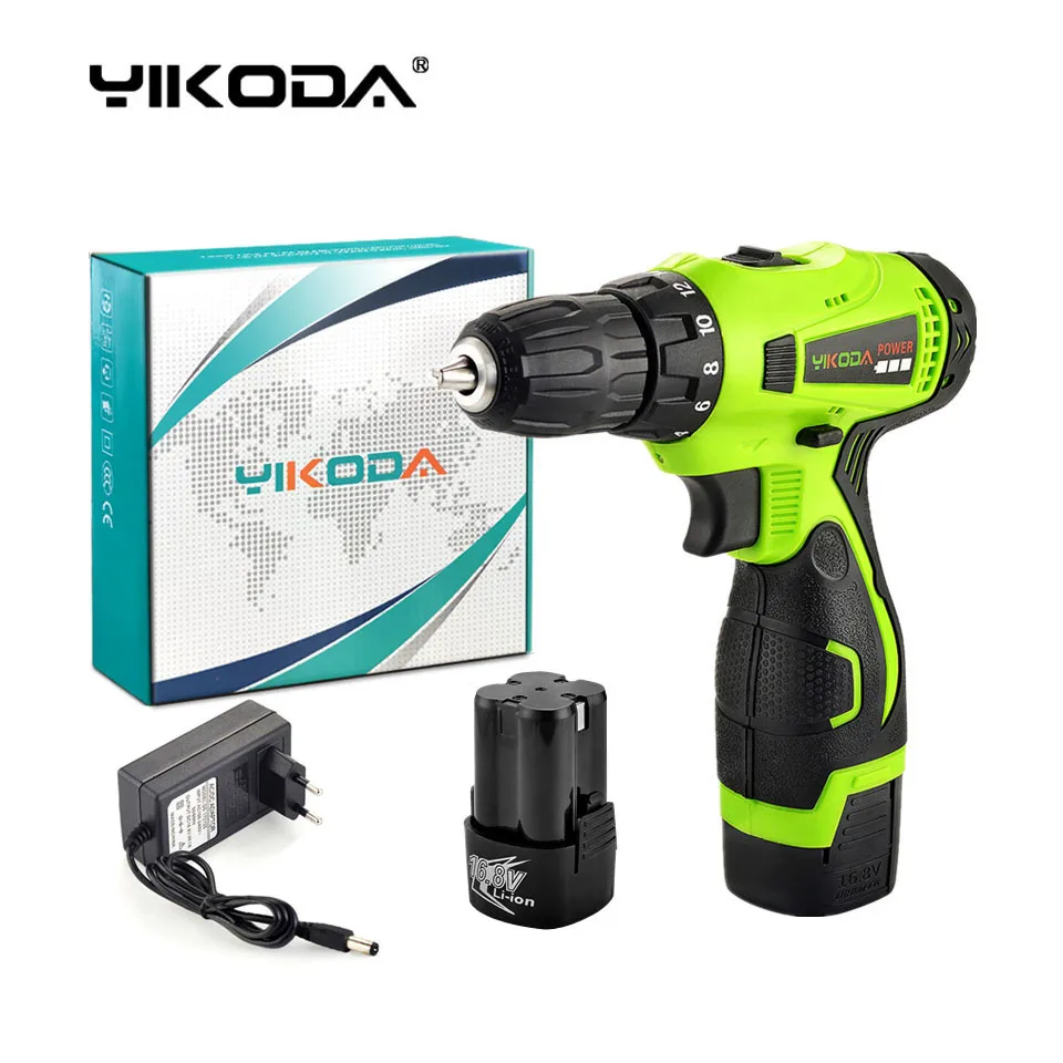 Фото YIKODA 16.8V Electric Screwdriver Double Speed Rechargeable Cordless Drill Lithium Battery Mini Driver Household Power Tools | Инструменты