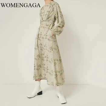 Loose Women Green Pattern Printed Cross Temperament Dress New Round Neck Long Sleeve Loose Fit Fashion Spring Autumn 2020 1S321Q 
Loose Women Green Pattern Printed Cross Temperament Dress New Round Neck Long Sleeve Loose Fit Fashion Spring Autumn 2020 1S321Q