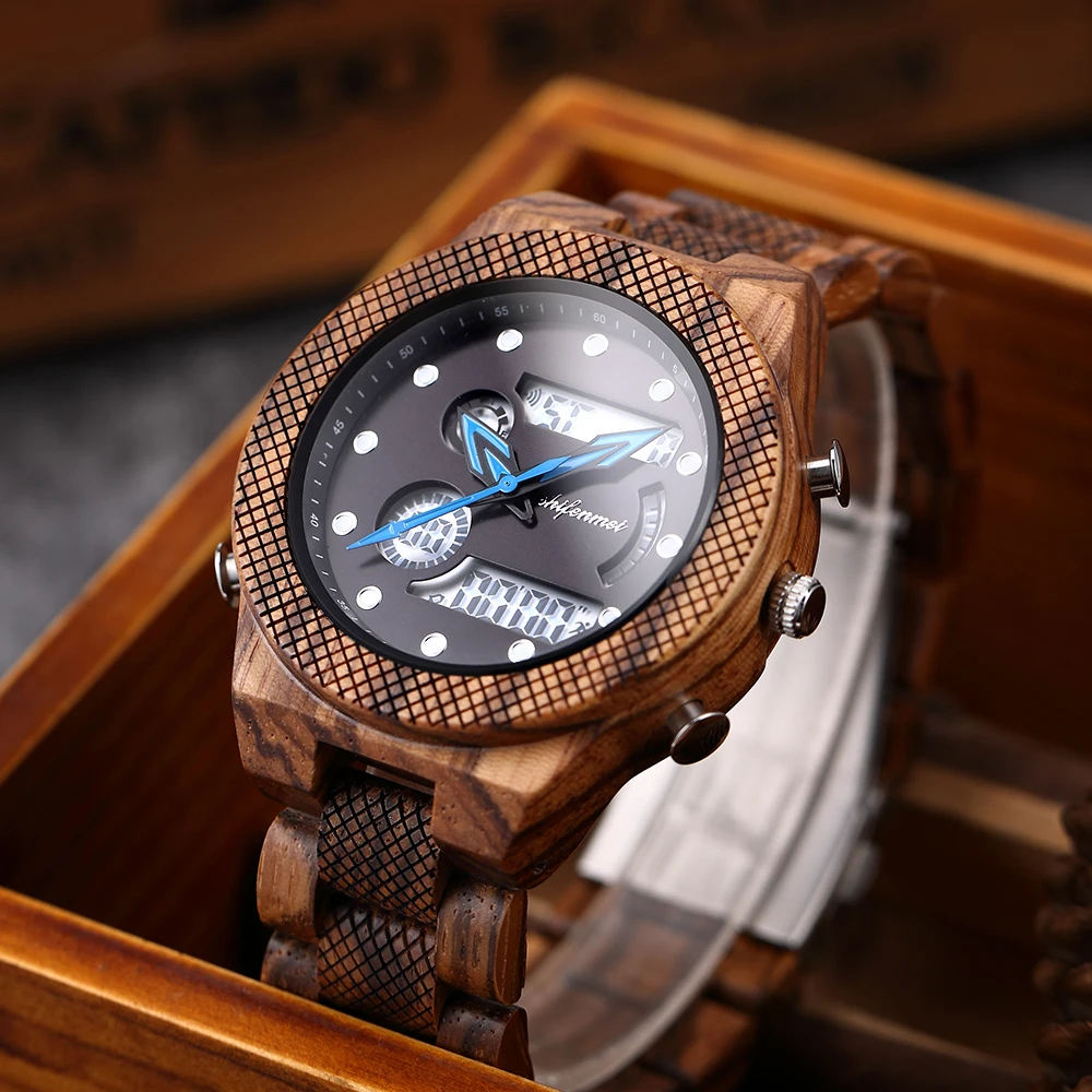 Shifenmei Watches Mens 2019 Wooden Watch Male Multi-function Alarm Clock Digital Quartz Dual Display Luminous relogio masculino
Shifenmei Watches Mens 2019 Wooden Watch Male Multi-function Alarm Clock Digital Quartz Dual Display Luminous relogio masculino
