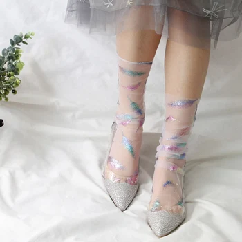 Fashion Spring And Summer New Style Colorful Feather Transparent Personalized Ultra-thin Tulle Mid-length Socks
Fashion Spring And Summer New Style Colorful Feather Transparent Personalized Ultra-thin Tulle Mid-length Socks