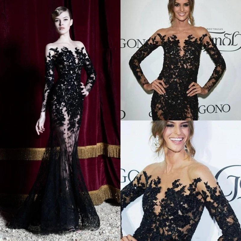 2020 Evening Dresses Long Sleeves Black Lace Sheer Mermaid Prom Dresses Party Gowns Long Special Occasion Dubai Arabic Dresses
2020 Evening Dresses Long Sleeves Black Lace Sheer Mermaid Prom Dresses Party Gowns Long Special Occasion Dubai Arabic Dresses
