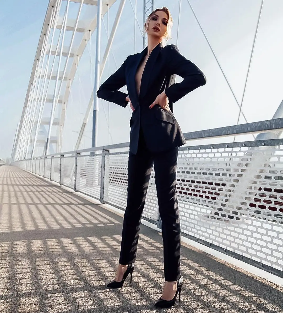 Black Women Tuxedos Pantsuits Autumn 2 Buttons Blazer+ Wide Zipper Long Pants Officer Lady Trousers Suits Custom Made
Black Women Tuxedos Pantsuits Autumn 2 Buttons Blazer+ Wide Zipper Long Pants Officer Lady Trousers Suits Custom Made