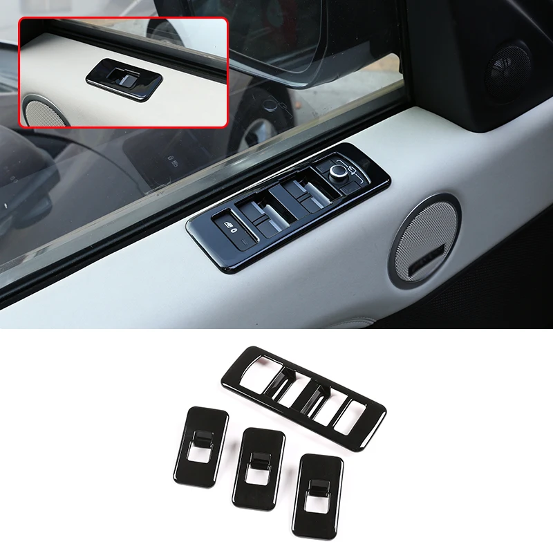 

4 Pcs For Land Rover Discovery 5 2017 2018 L462 LR5 Car ABS Glossy Black Interior Window Lift Switch Button Frame Cover Trim
