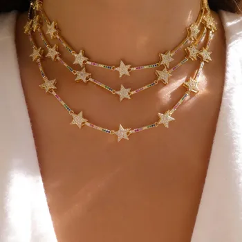 2020 New fashion rainbow colorful star cz bar link chain choker necklaces for women geometric charm delicate Christmas gift
2020 New fashion rainbow colorful star cz bar link chain choker necklaces for women geometric charm delicate Christmas gift