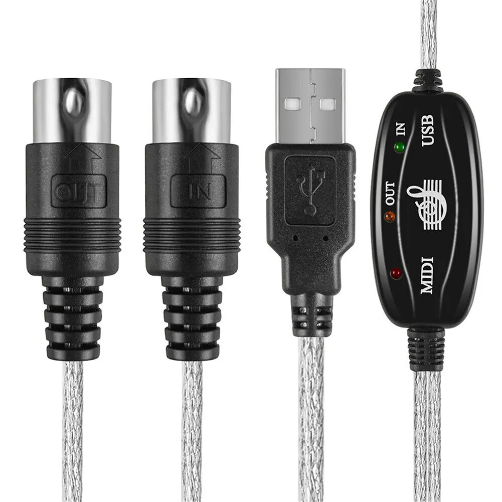 USB IN-OUT MIDI Interface Cable Converter PC To Music Keyboard Cord USB To MIDI Cable Adapter Cable For Computer Windows And Mac
USB IN-OUT MIDI Interface Cable Converter PC To Music Keyboard Cord USB To MIDI Cable Adapter Cable For Computer Windows And Mac